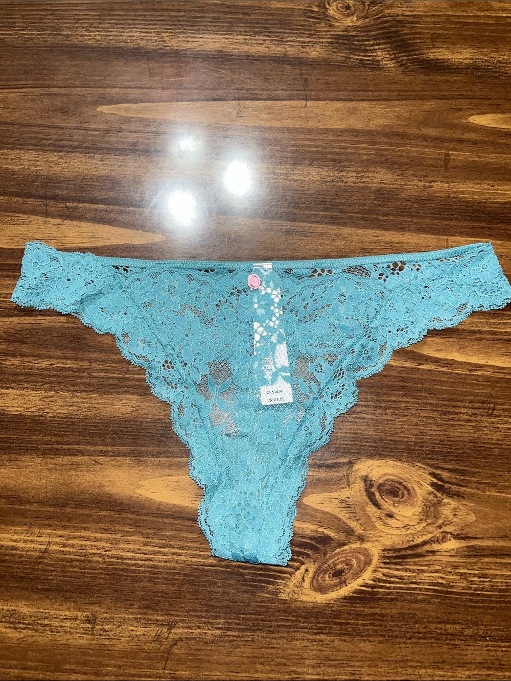 NWT Victorias Secret Dream Angels Women's Lace Thong Panty - Teal size M